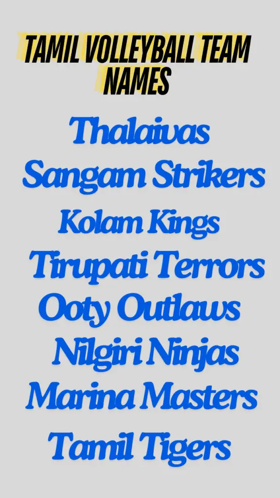 Tamil volleyball team names