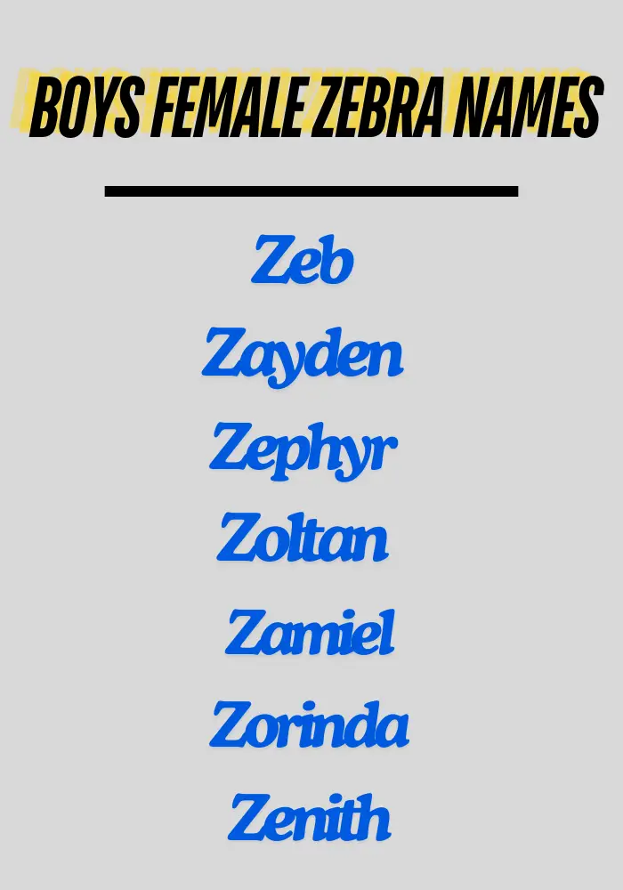 Boys female Zebra names