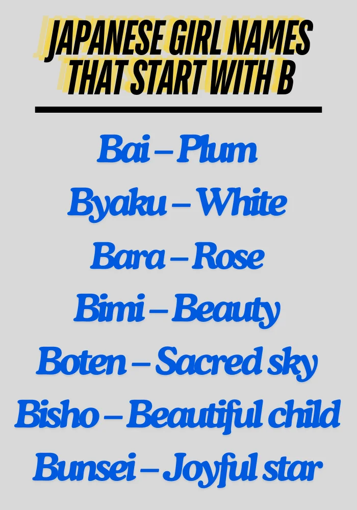 Japanese girl names that start with B