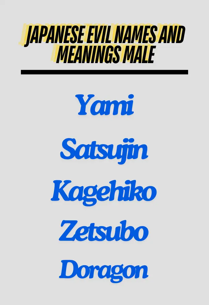 Japanese evil names and meanings male