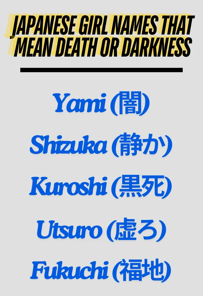 Japanese Girl Names that Mean Death or Darkness