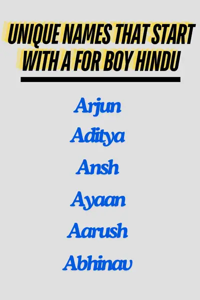 Unique names that start with A for boy Hindu