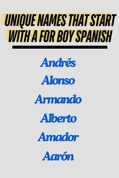 Unique names that start with A for boy Spanish