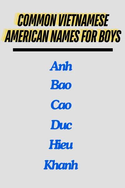 Common Vietnamese American names for boys