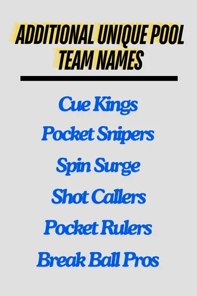 Additional unique pool team names