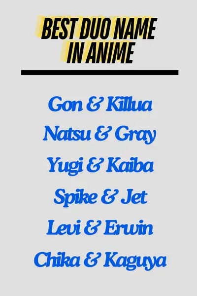 Best Duo Name in Anime