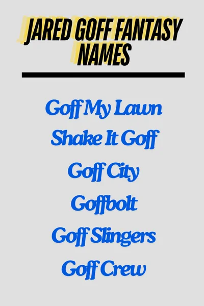 Jared Goff Fantasy Names