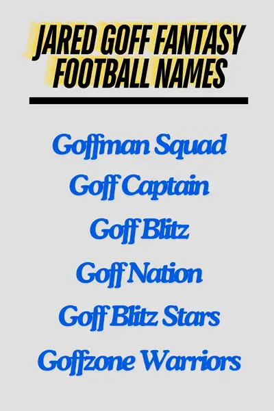 Jared Goff fantasy football names