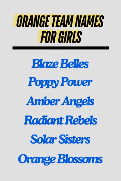 Orange Team Names for Girls