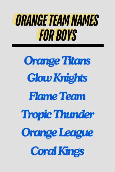 Orange Team Names for Boys