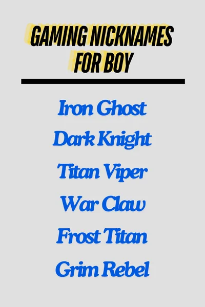 Gaming Nicknames for Boy