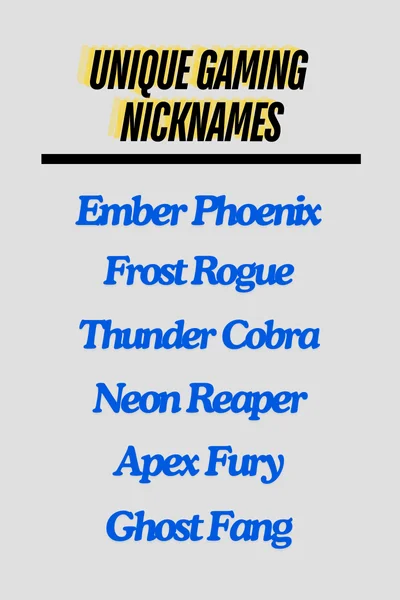 Unique Gaming Nicknames