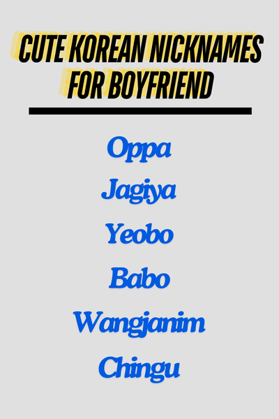 Cute Korean Nicknames for Boyfriend