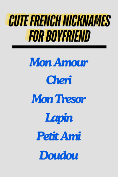 Cute French Nicknames for Boyfriend