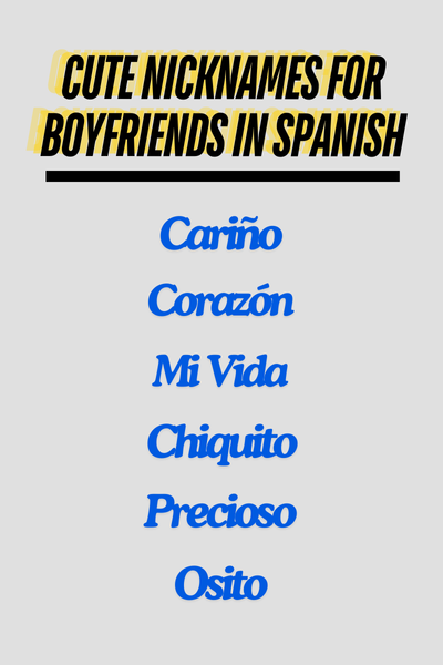 Cute Nicknames for Boyfriends in Spanish