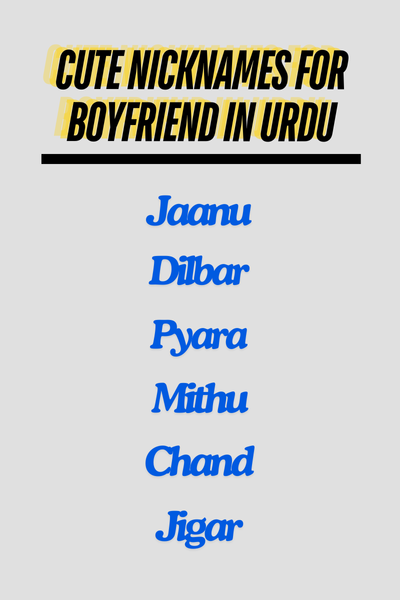 Cute Nicknames for Boyfriend in Urdu