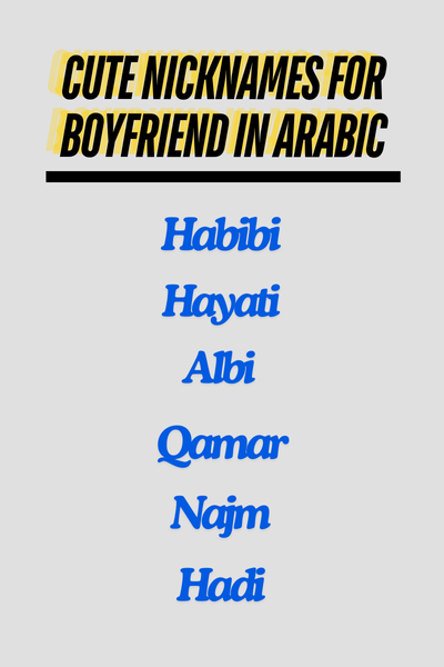 Cute Nicknames for Boyfriend in Arabic