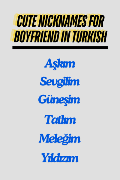 Cute Nicknames for Boyfriend in Turkish