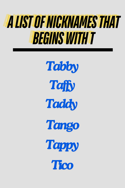 A List of Nicknames that Begins with T