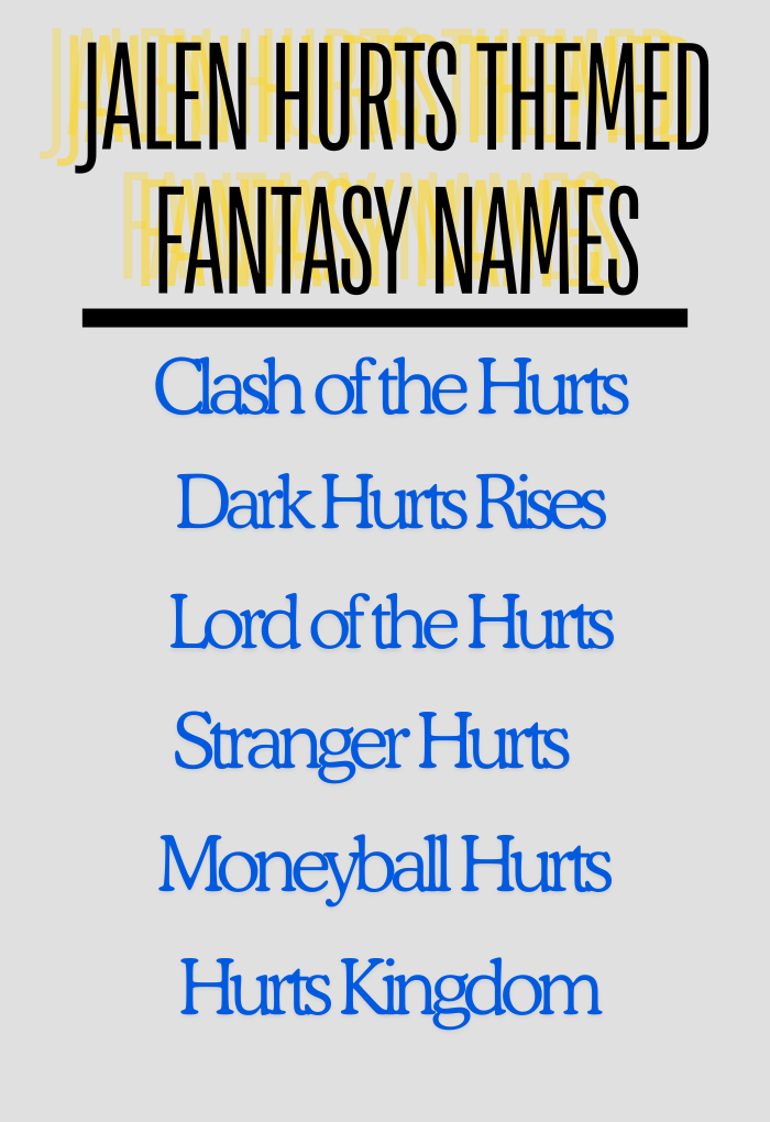 Jalen Hurts Themed Fantasy Names